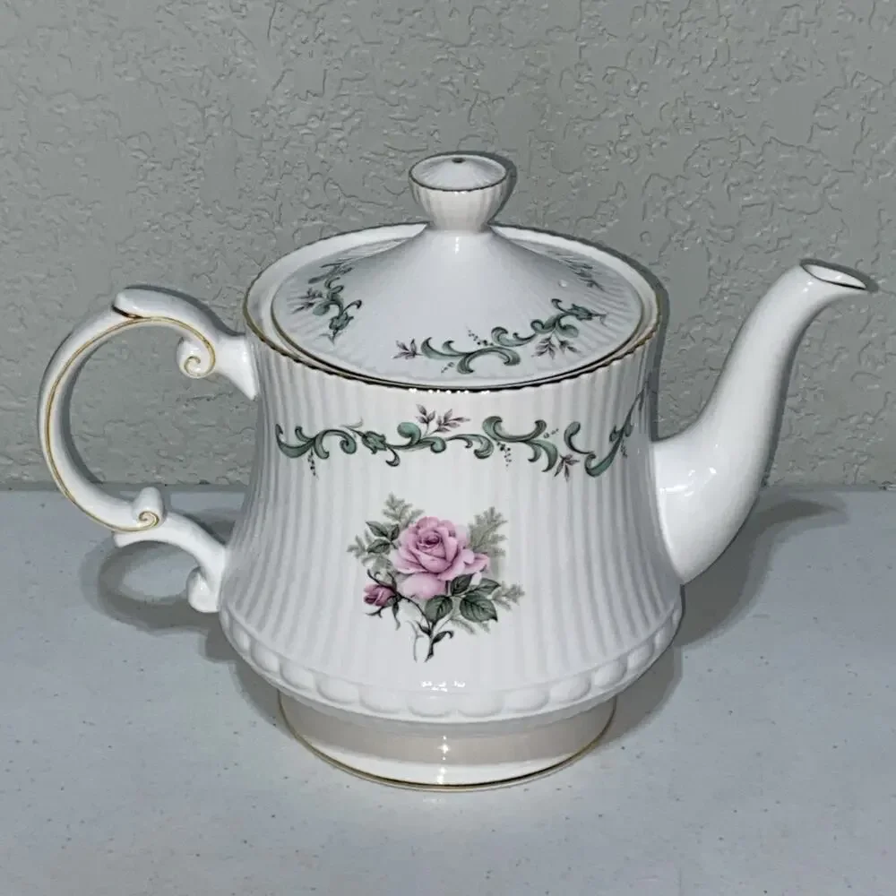 VTG Queens Rosina Fine‎ Bone China Teapot Centenary Dear Pink Rose England 1975